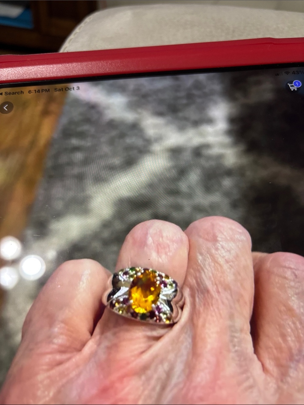 Sterling Silver Citrine Multistone Cocktail Ring - Yellow